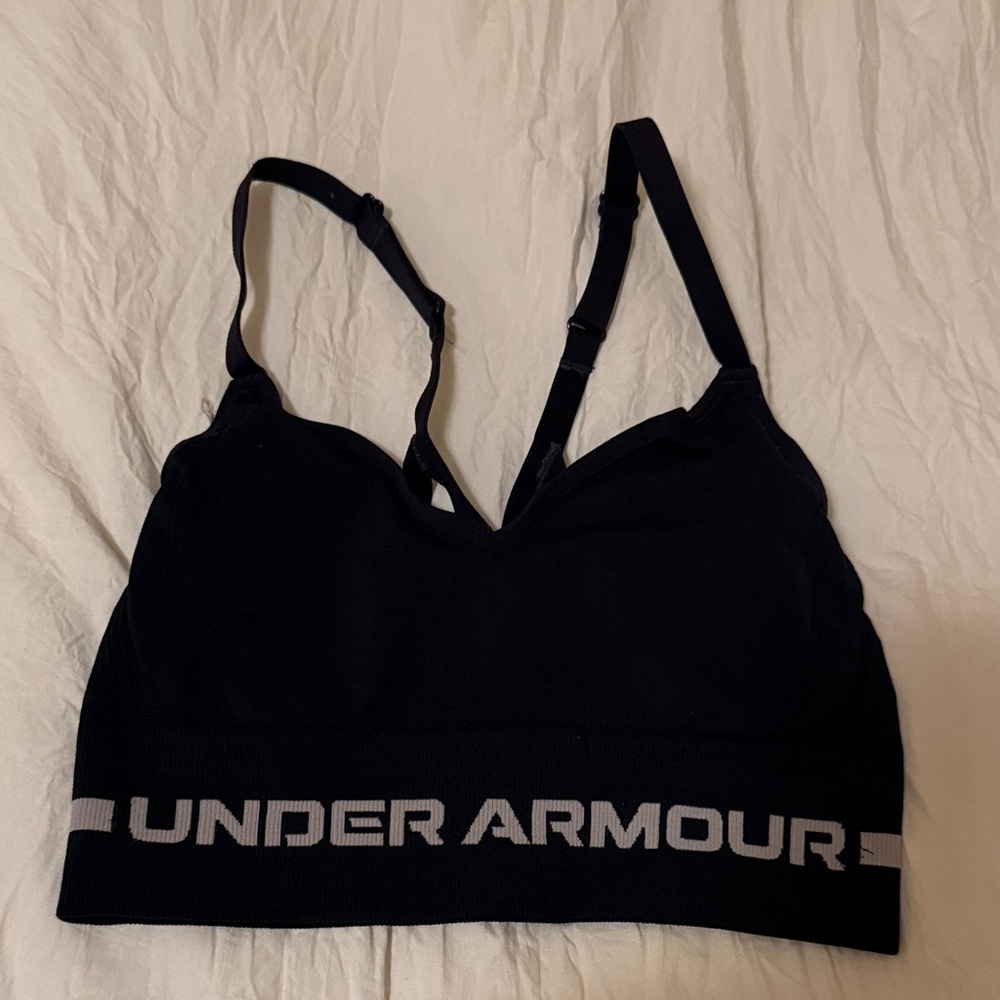 Under Armour Black Sports Bra with White Logo